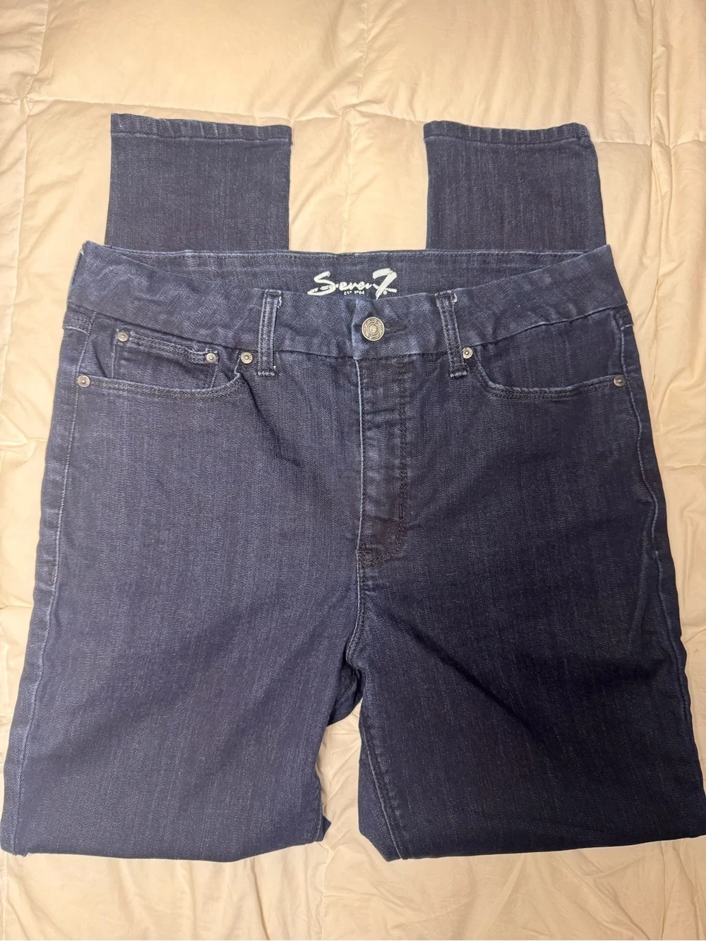 Seven7 Skinny Jeans Dark Wash Stretch Denim 5Pocket Button Logo Women’s 14